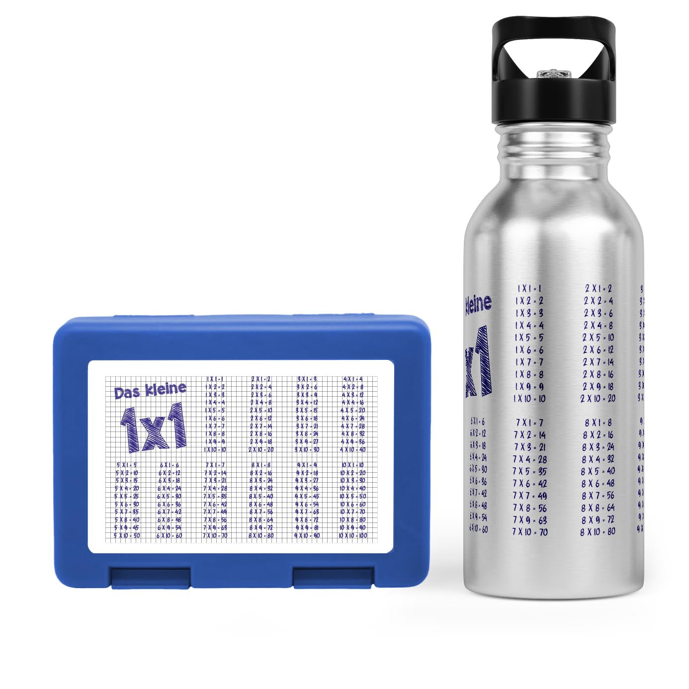 Schulstart Bundle No.1 – 1x1 Papier-Design Brotdose & Trinkflasche