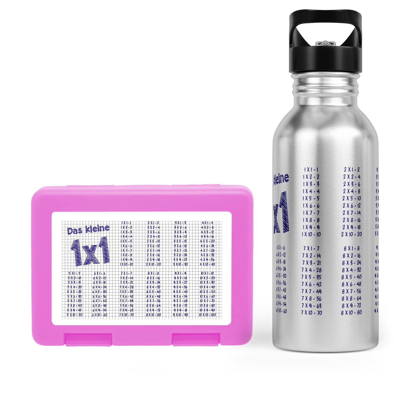 Schulstart Bundle No.1 – 1x1 Papier-Design Brotdose & Trinkflasche
