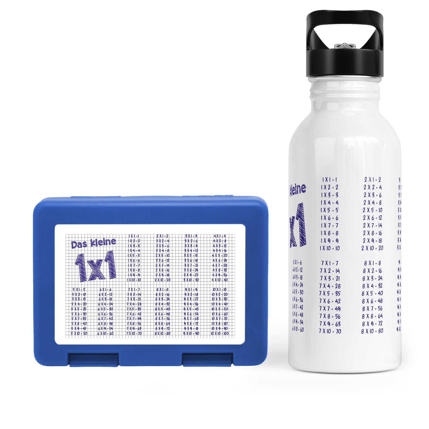 Schulstart Bundle No.2 – 1x1 Papier-Design Brotdose & Trinkflasche