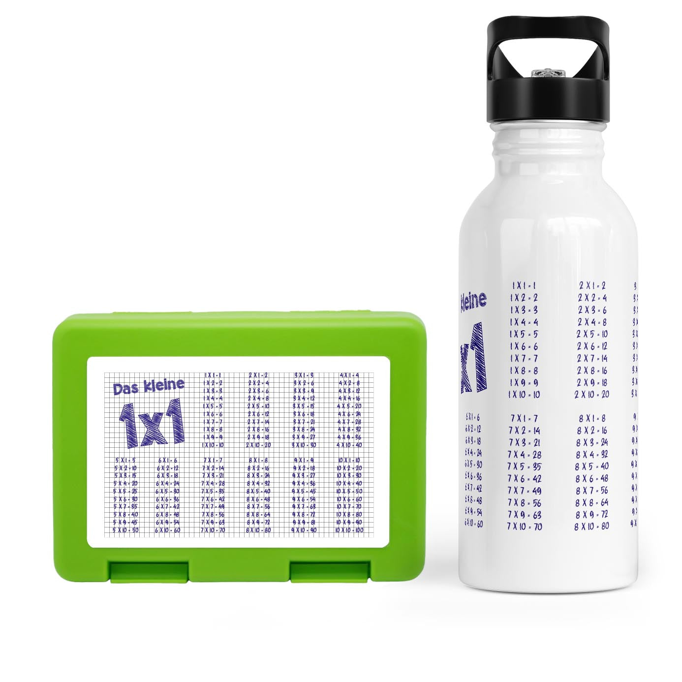 Schulstart Bundle No.2 – 1x1 Papier-Design Brotdose & Trinkflasche