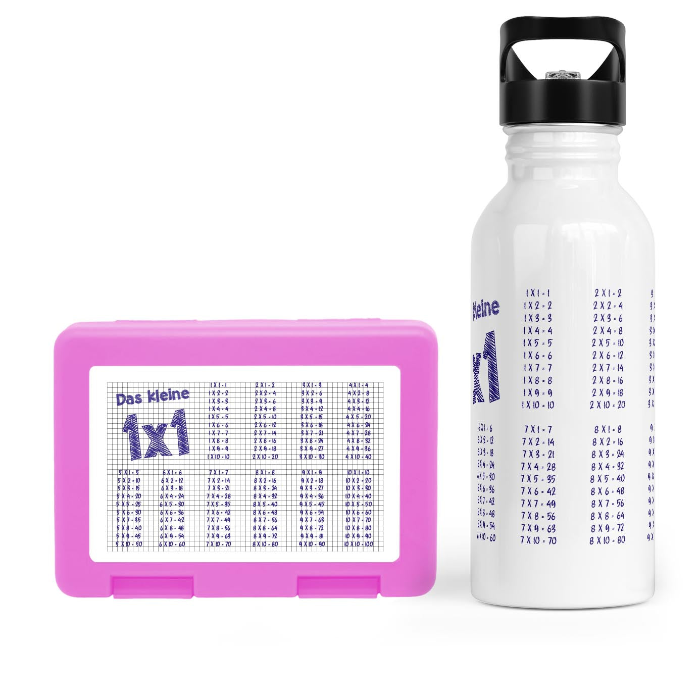 Schulstart Bundle No.2 – 1x1 Papier-Design Brotdose & Trinkflasche