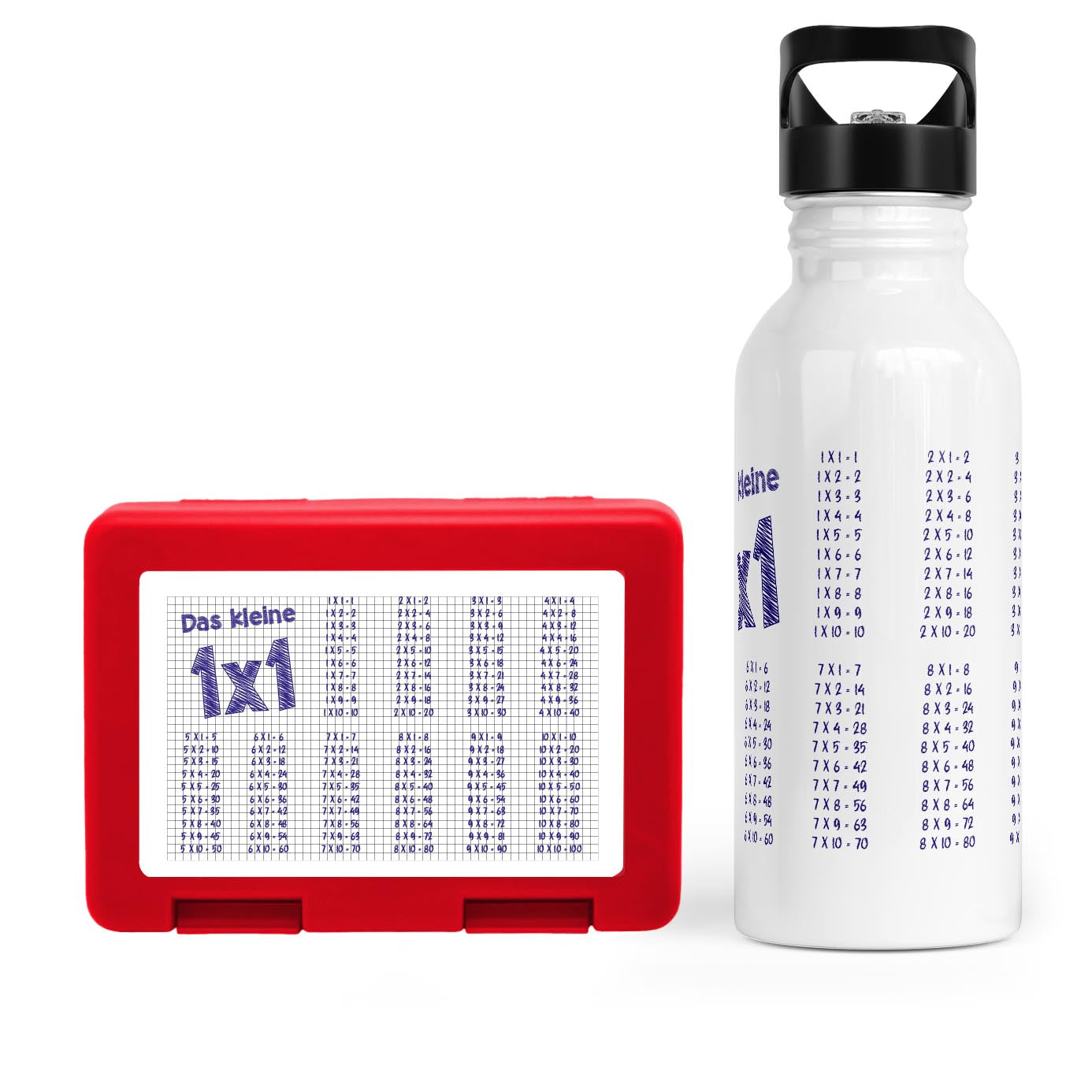 Schulstart Bundle No.2 – 1x1 Papier-Design Brotdose & Trinkflasche
