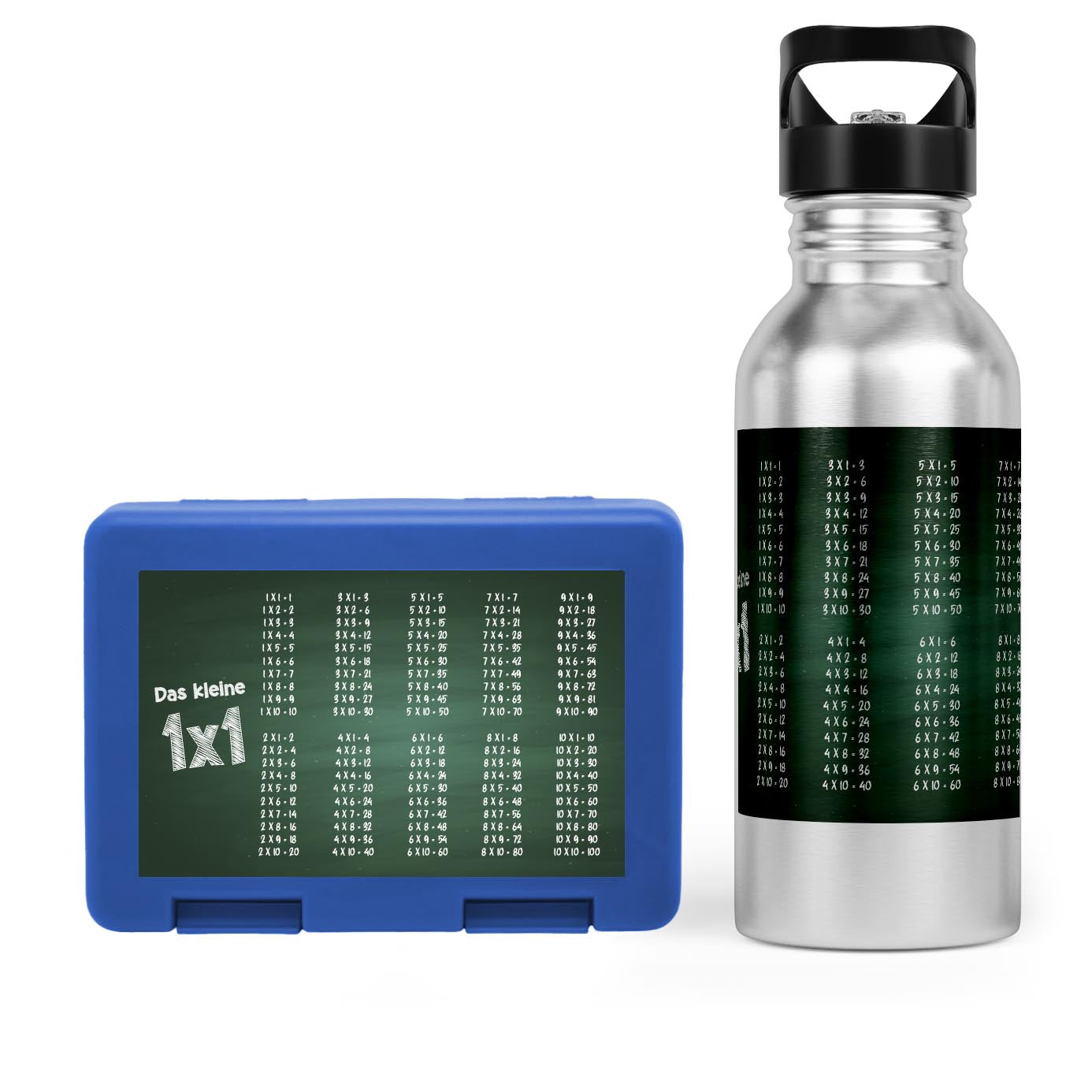 Schulstart Bundle No.3 – 1x1 Tafel-Design Brotdose & Trinkflasche