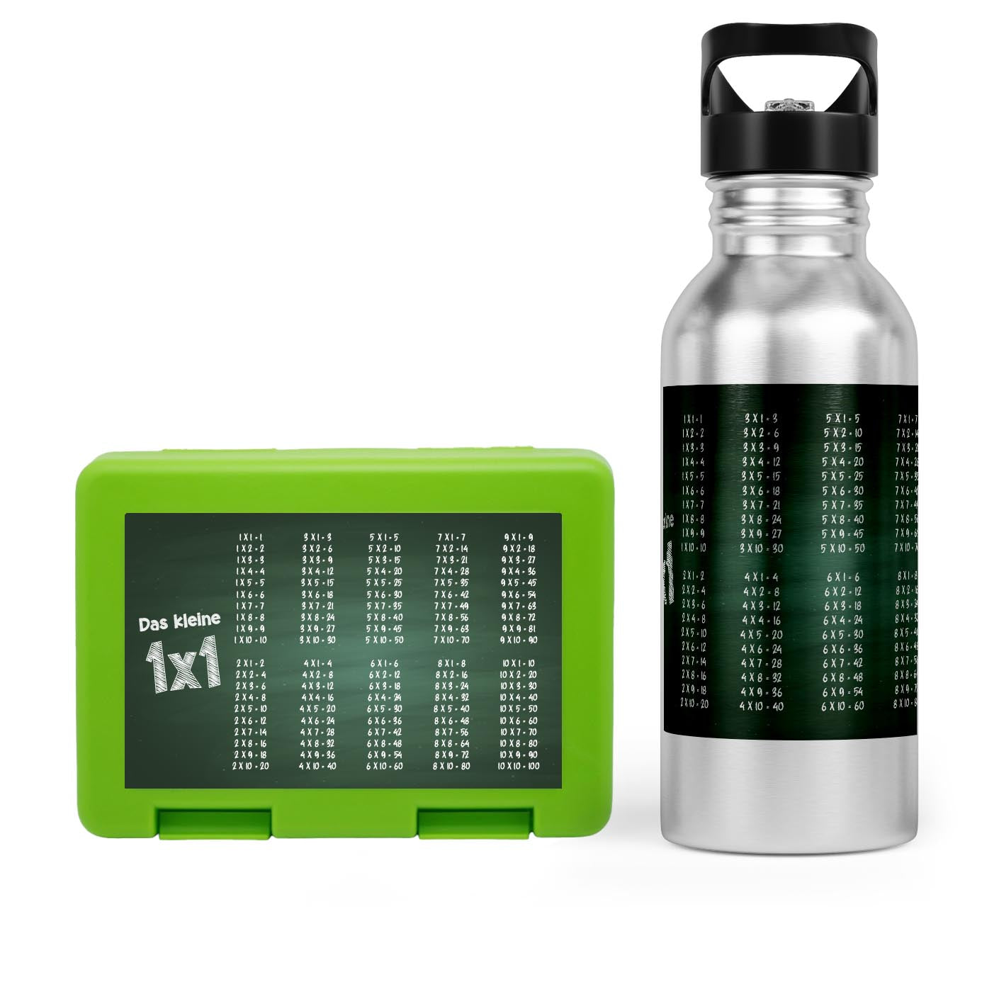 Schulstart Bundle No.3 – 1x1 Tafel-Design Brotdose & Trinkflasche