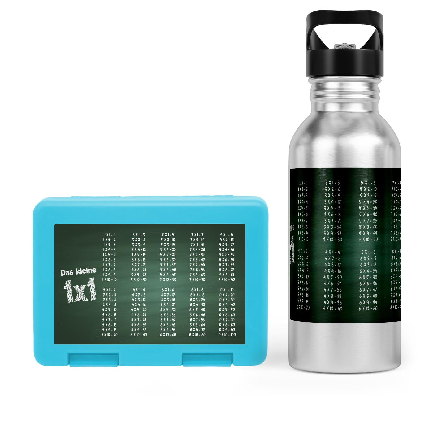 Schulstart Bundle No.3 – 1x1 Tafel-Design Brotdose & Trinkflasche