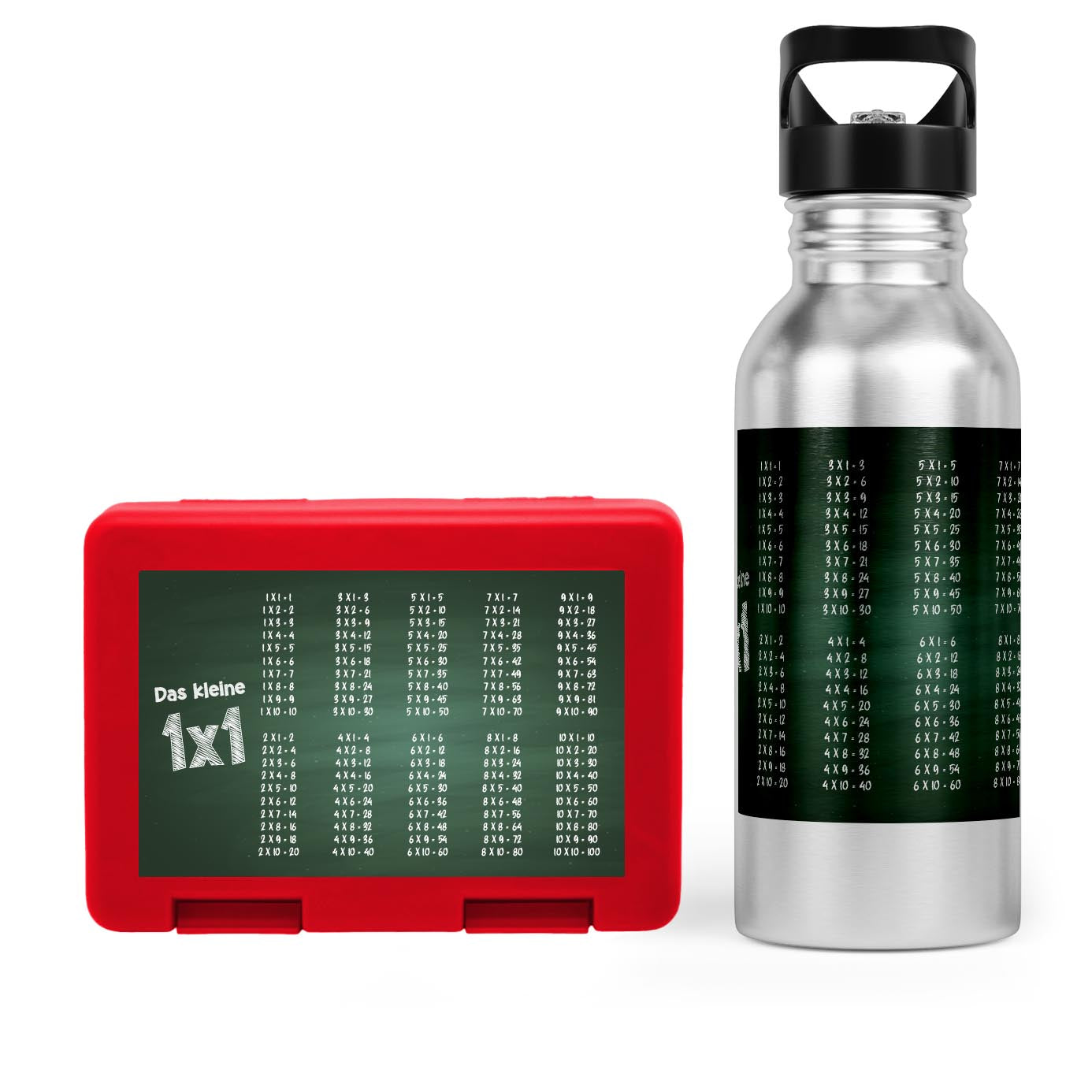 Schulstart Bundle No.3 – 1x1 Tafel-Design Brotdose & Trinkflasche