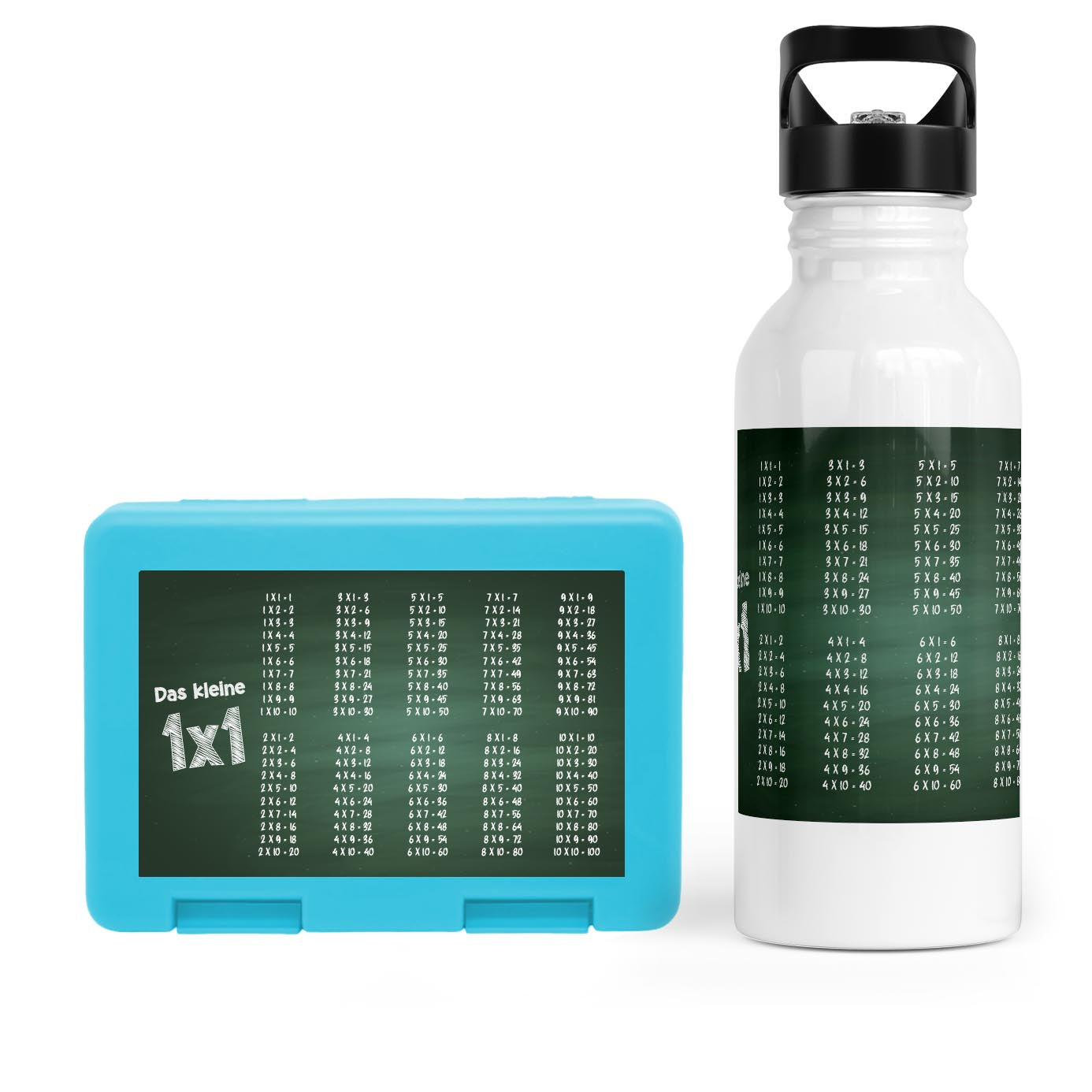 Schulstart Bundle No.4 – 1x1 Tafel-Design Brotdose & Trinkflasche