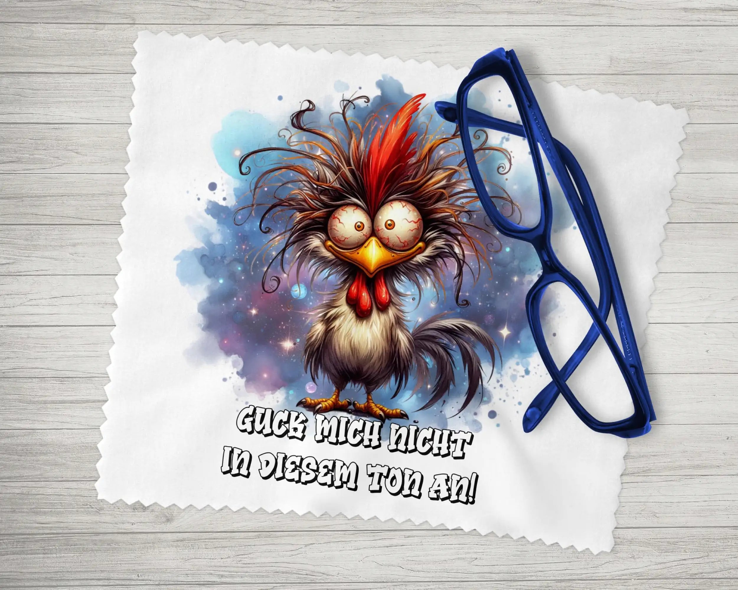 Brillenputztuch Guck mich nicht in diesem Ton an Huhn