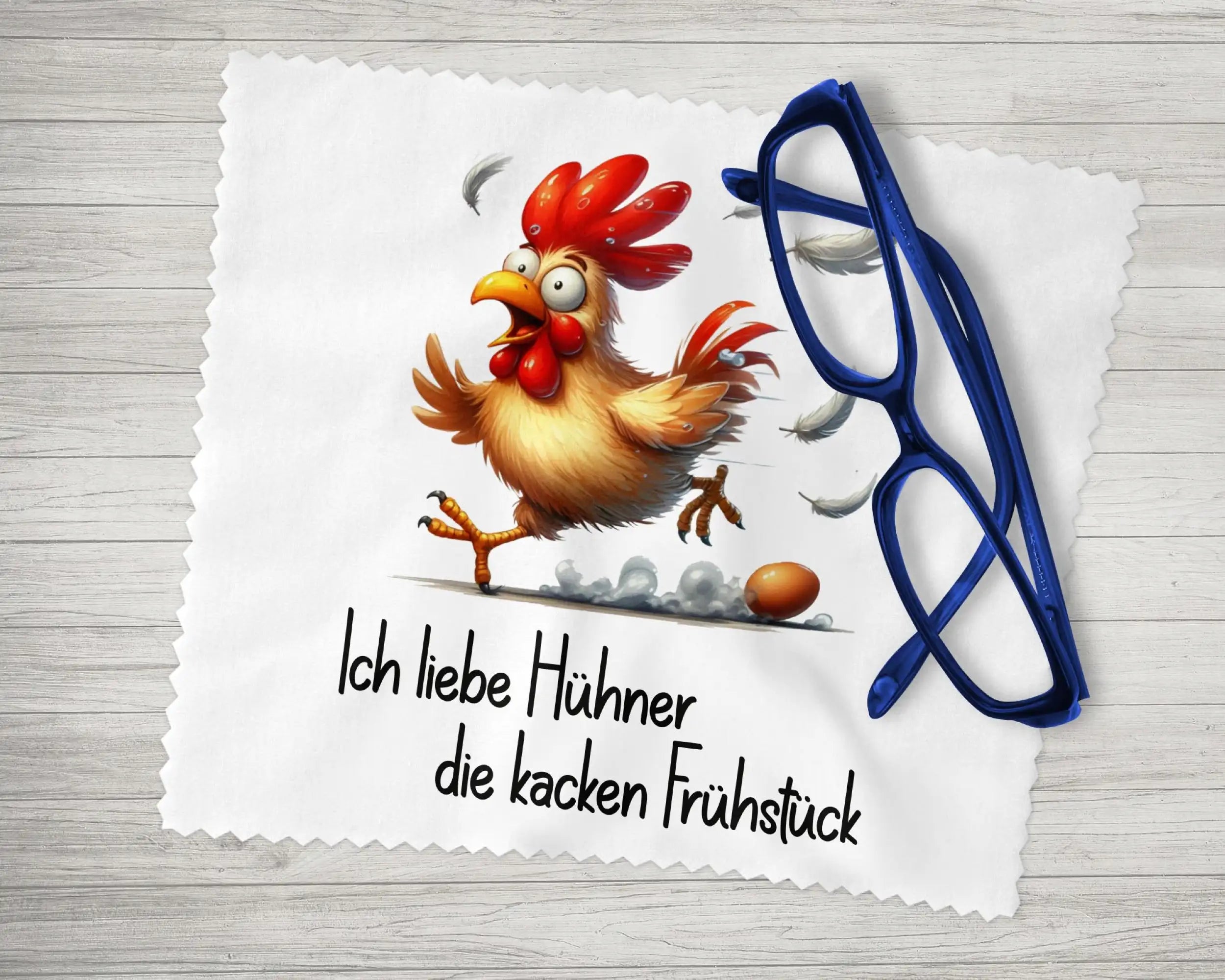Brillenputztuch Ich liebe Hühner die kacken Frühstück