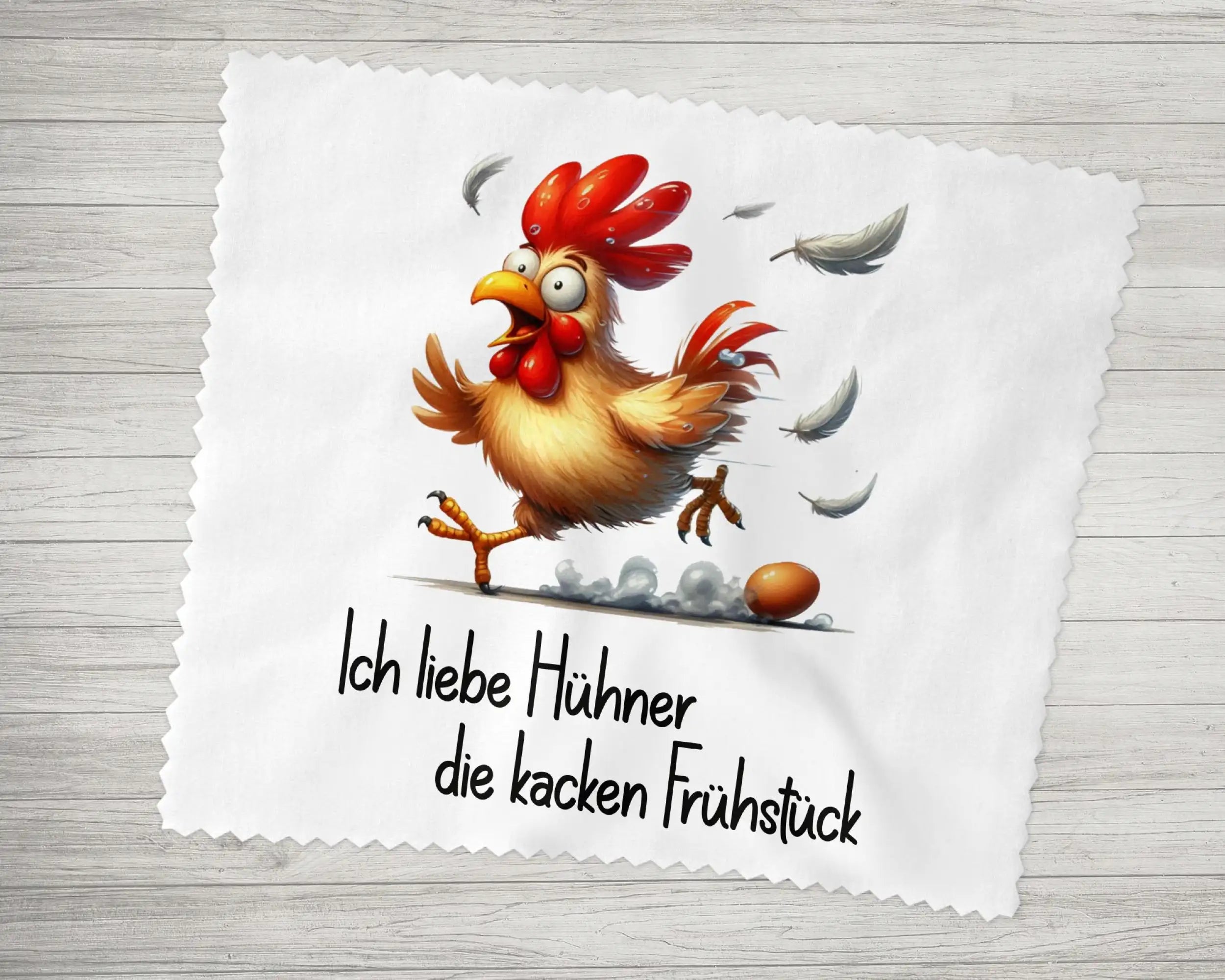 Brillenputztuch Ich liebe Hühner die kacken Frühstück