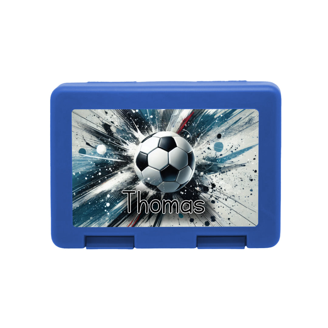 Personalisierte Brotdose mit Ball-Explosion-Motiv