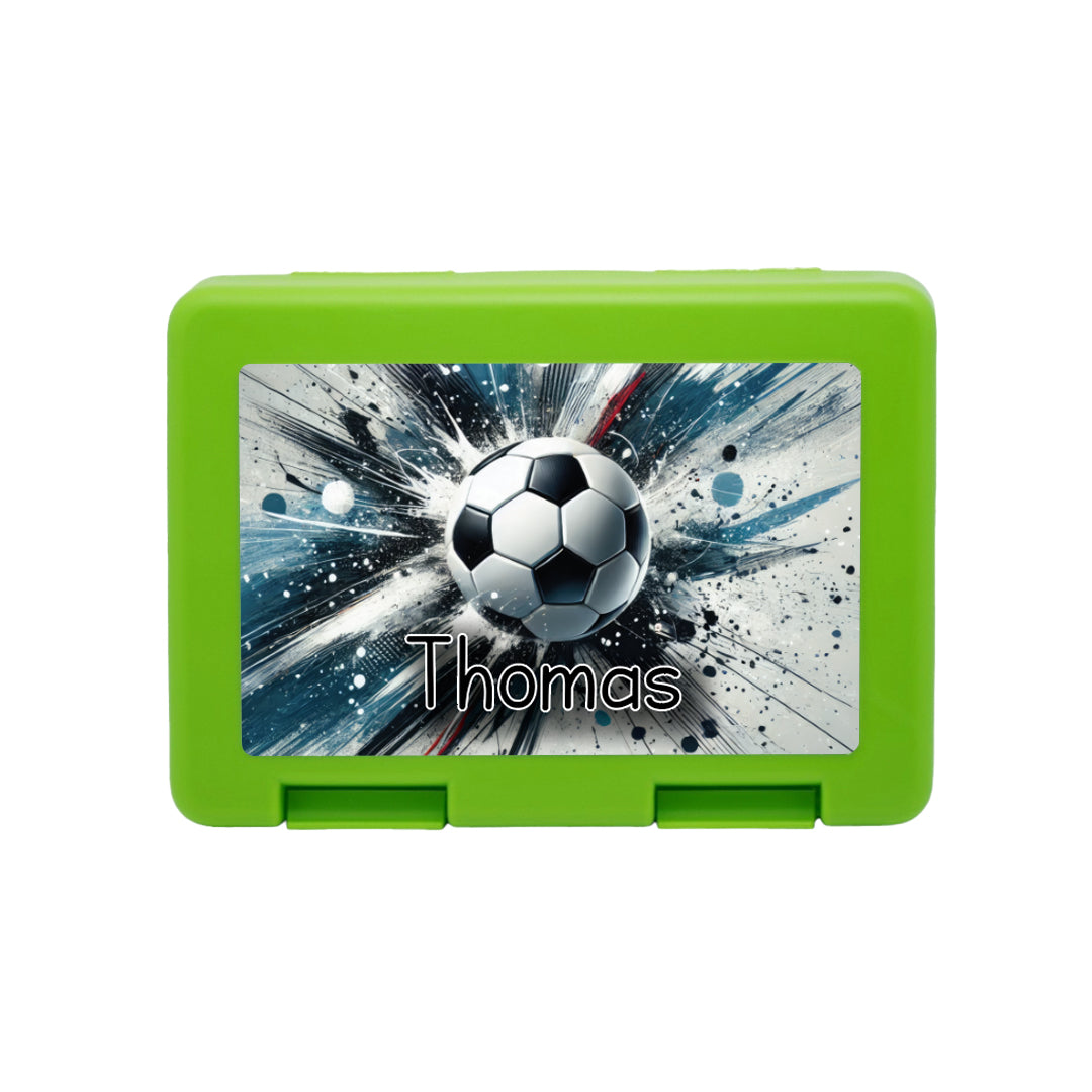 Personalisierte Brotdose mit Ball-Explosion-Motiv