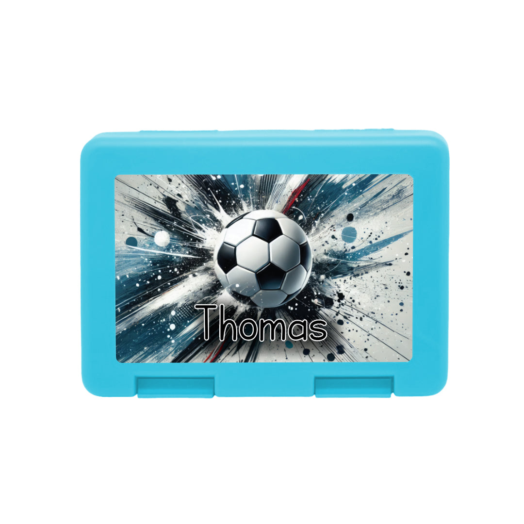 Personalisierte Brotdose mit Ball-Explosion-Motiv