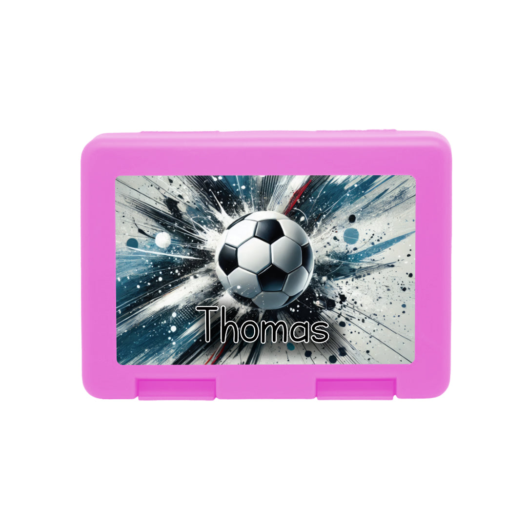 Personalisierte Brotdose mit Ball-Explosion-Motiv