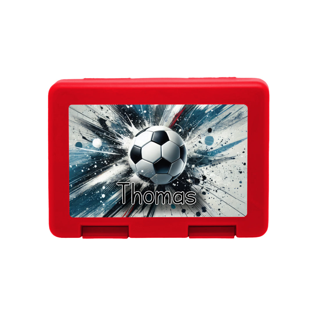 Personalisierte Brotdose mit Ball-Explosion-Motiv