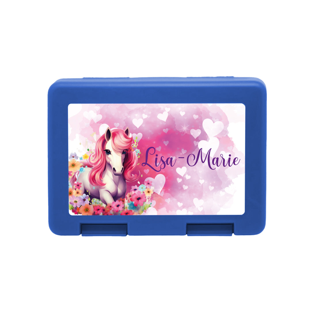 Personalisierte Brotdose mit Pferd-Motiv