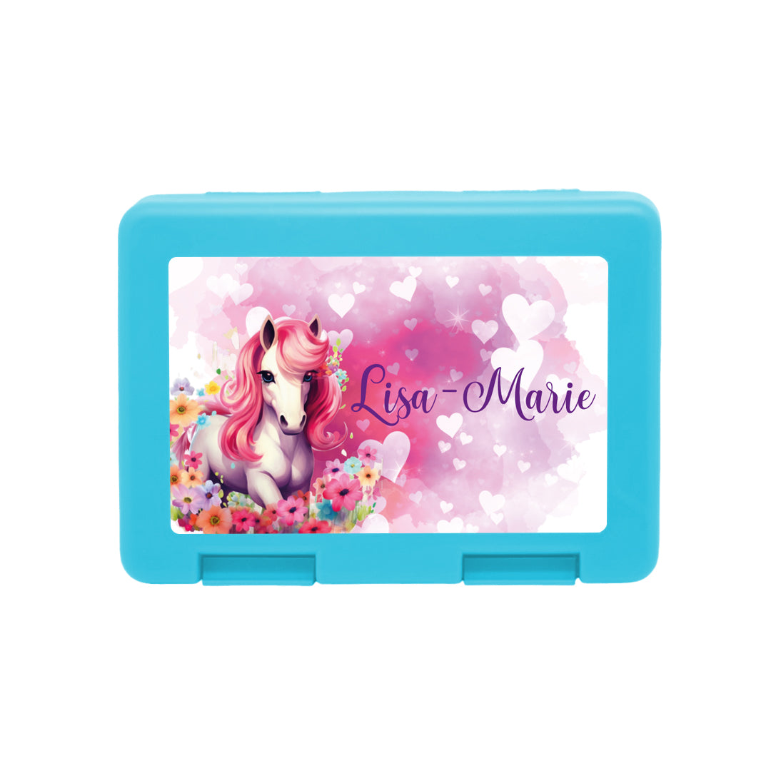 Personalisierte Brotdose mit Pferd-Motiv