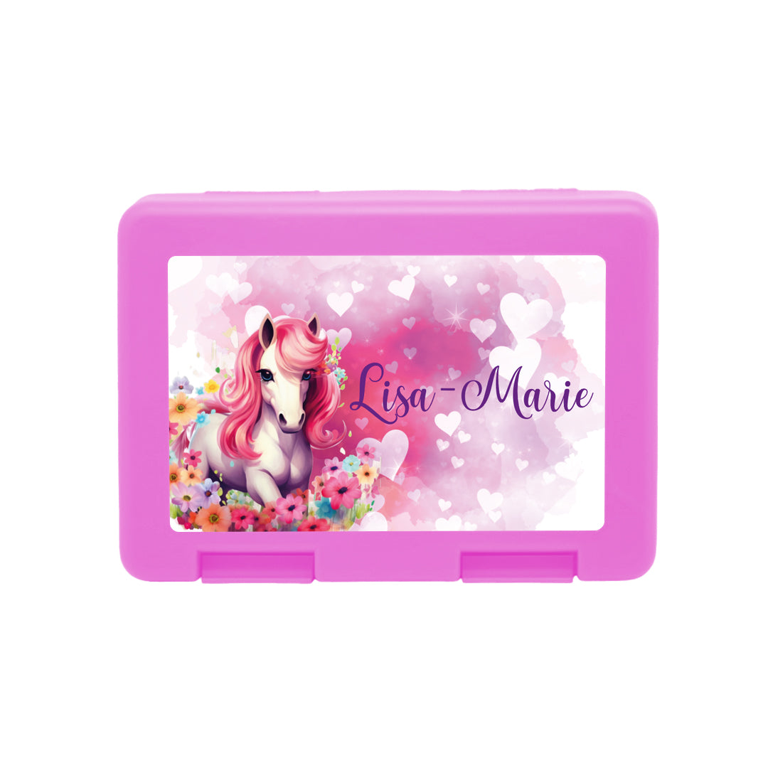 Personalisierte Brotdose mit Pferd-Motiv