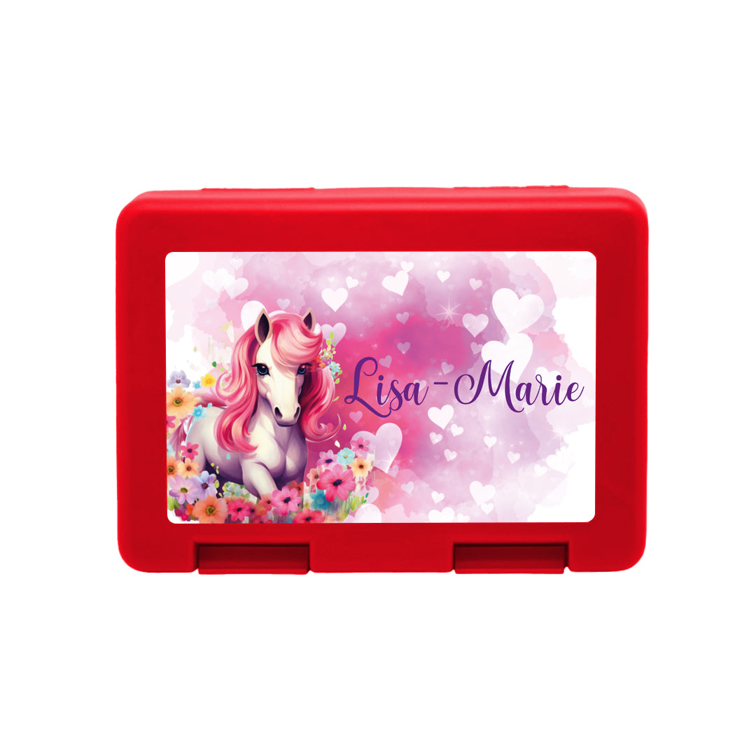 Personalisierte Brotdose mit Pferd-Motiv