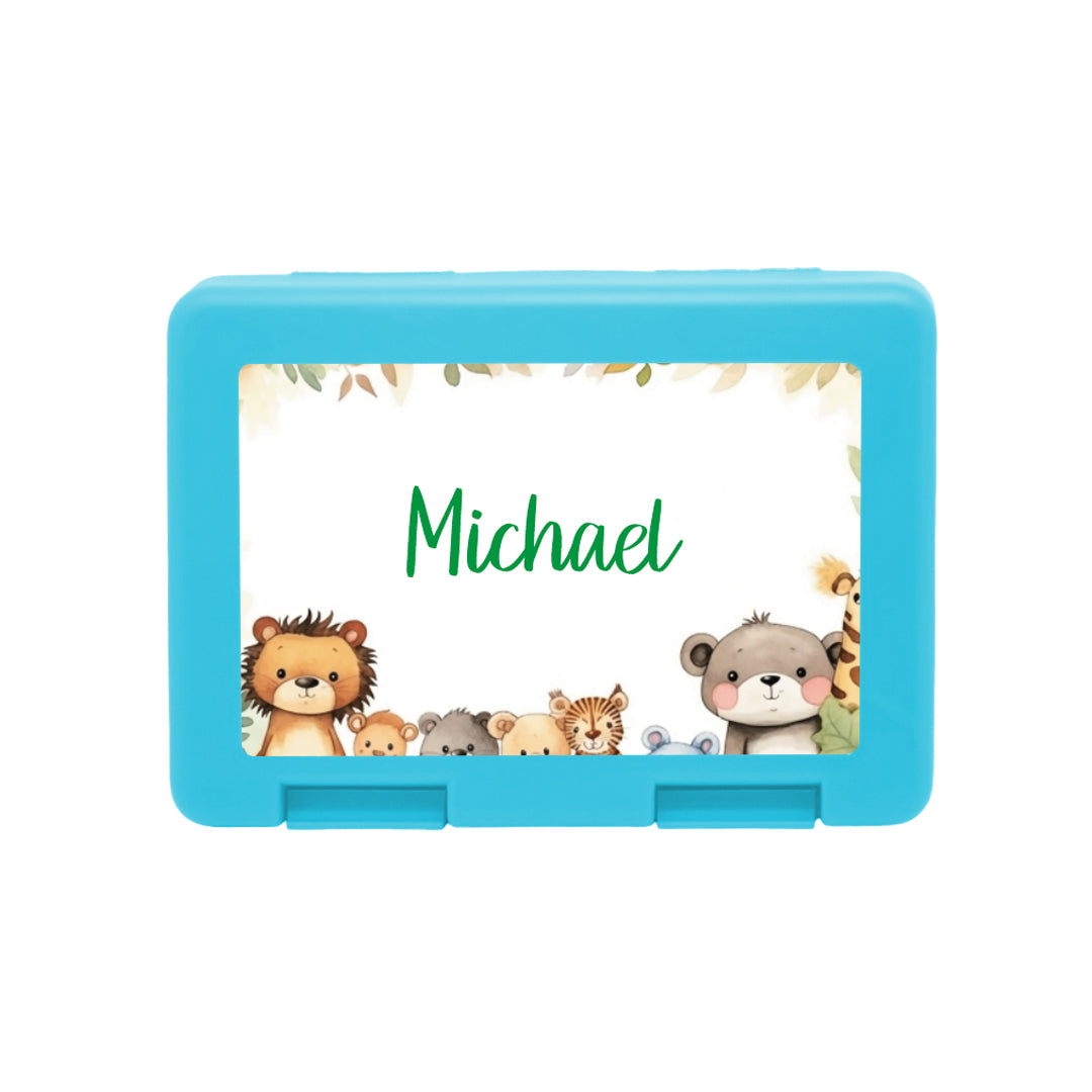 Personalisierte Brotdose mit Safari-Motiv