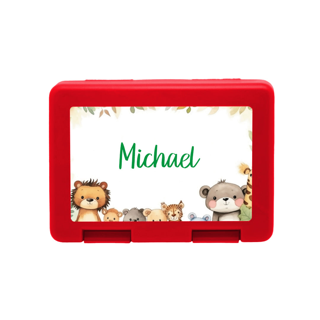 Personalisierte Brotdose mit Safari-Motiv