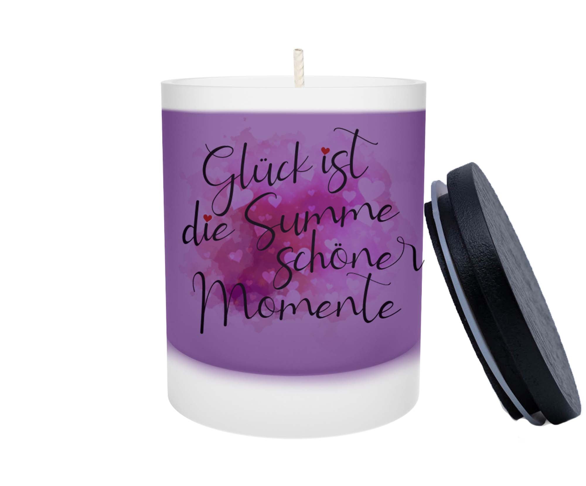 Duftkerze - Glück ist die Summe schöner Momente (Pink)