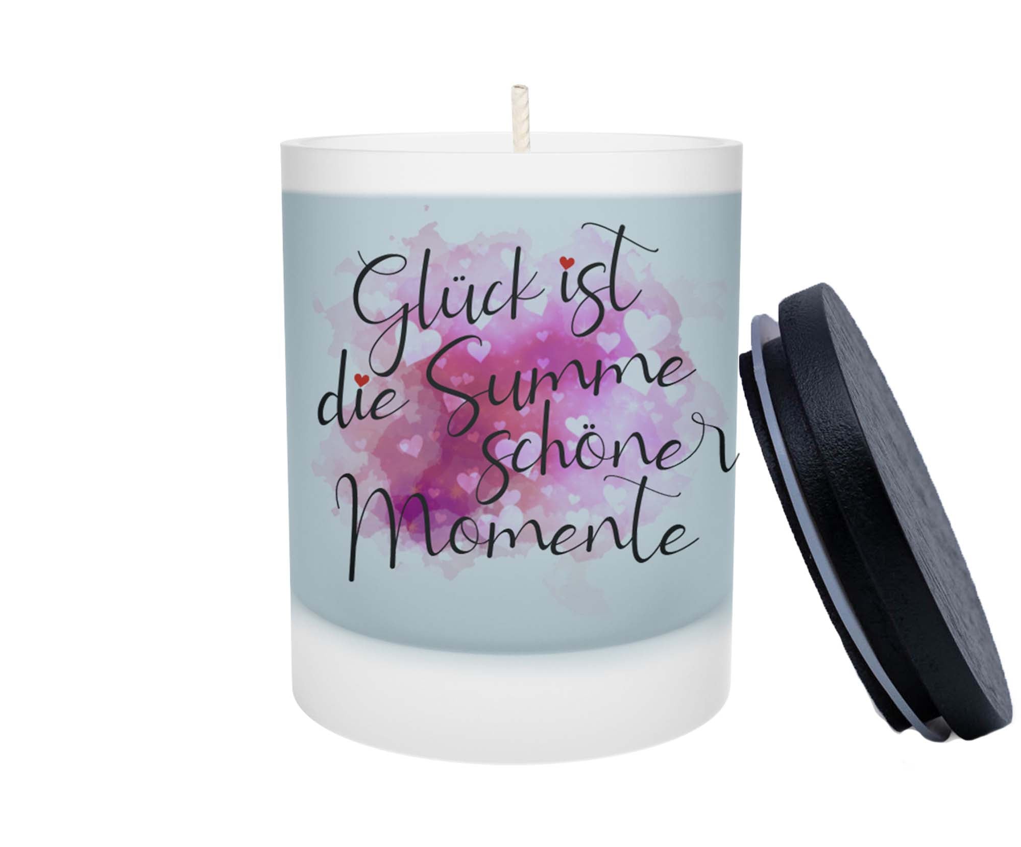Duftkerze - Glück ist die Summe schöner Momente (Pink)