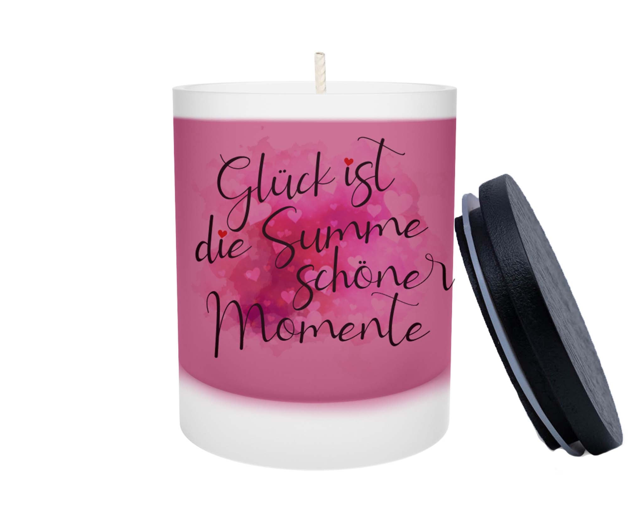 Duftkerze - Glück ist die Summe schöner Momente (Pink)