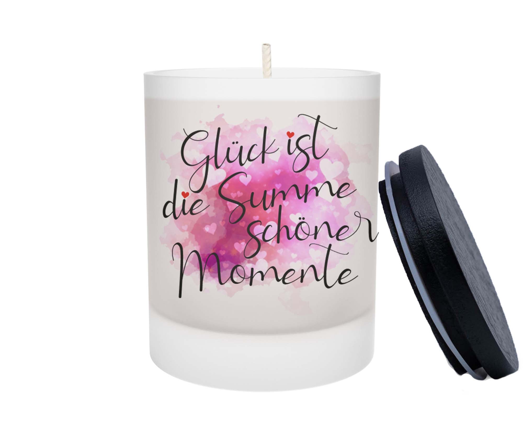 Duftkerze - Glück ist die Summe schöner Momente (Pink)