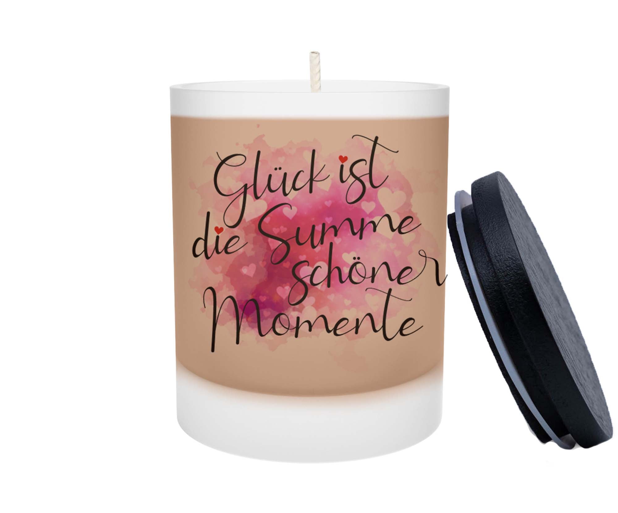Duftkerze - Glück ist die Summe schöner Momente (Pink)