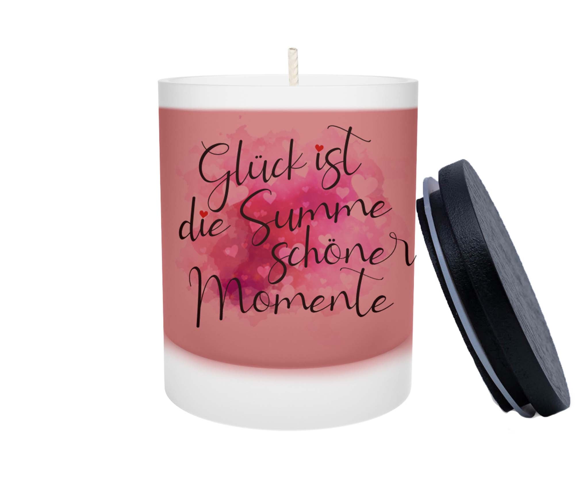 Duftkerze - Glück ist die Summe schöner Momente (Pink)