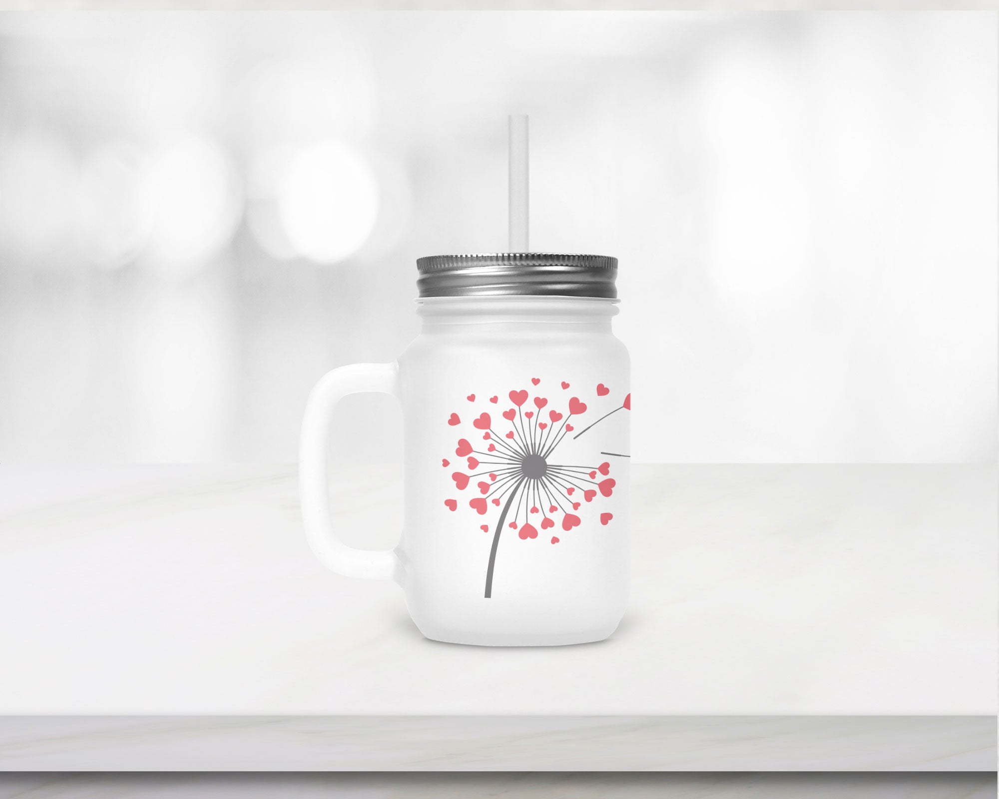 Henkelglas mit Deckel und Trinkhalm Lieblings Mensch