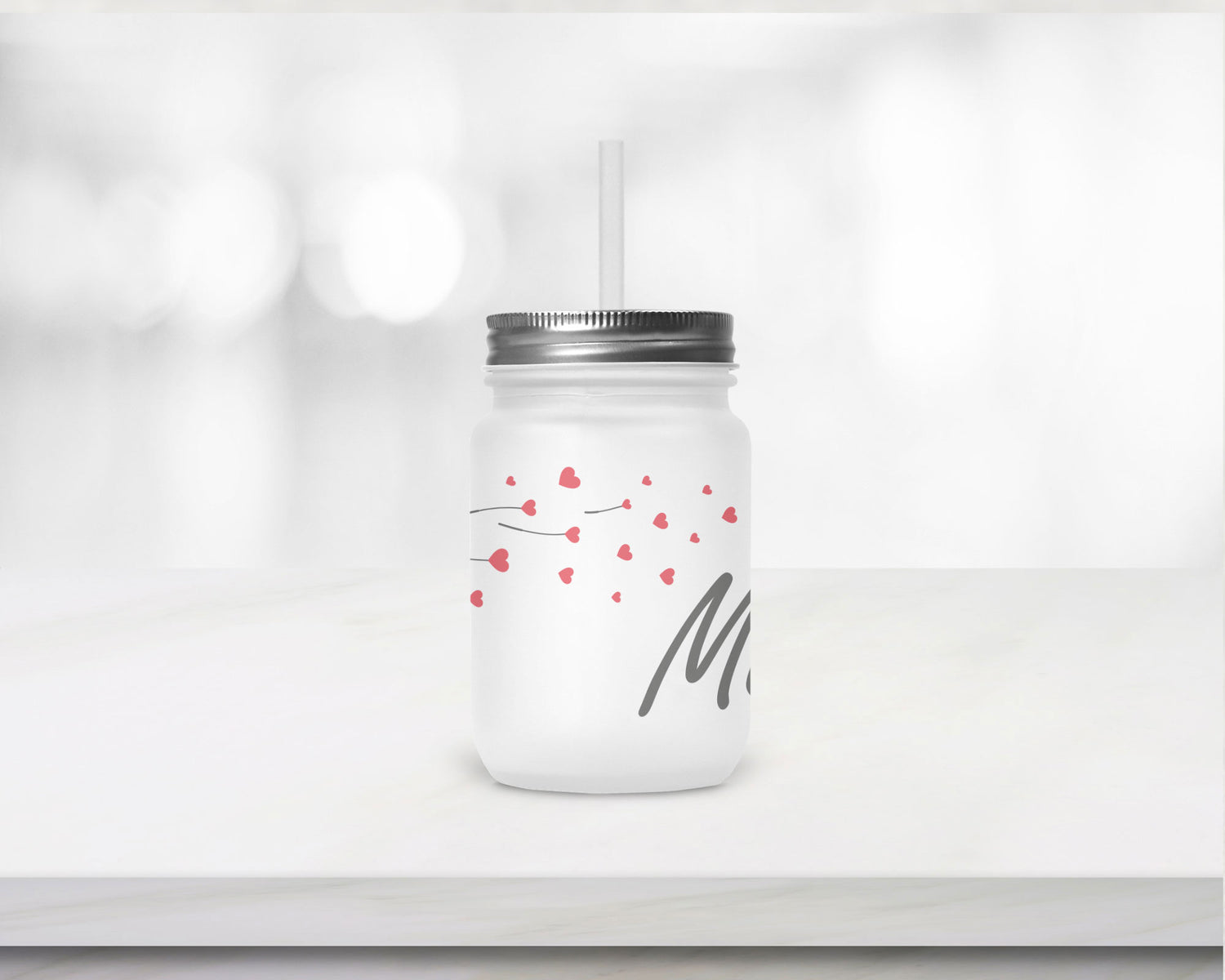 Henkelglas mit Deckel und Trinkhalm Lieblings Mensch