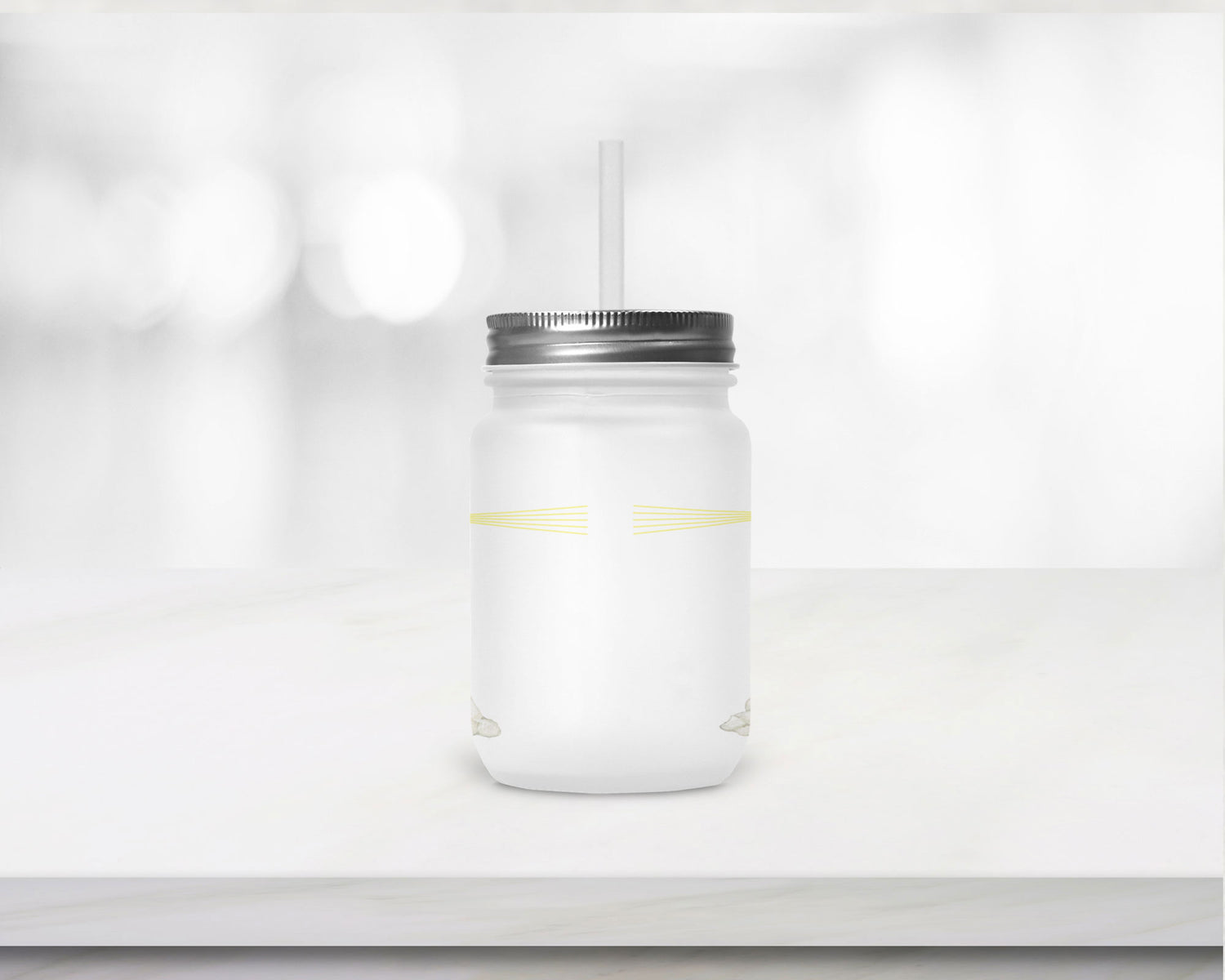 Henkelglas mit Deckel und Trinkhalm Strahle wie ein Leuchtturm