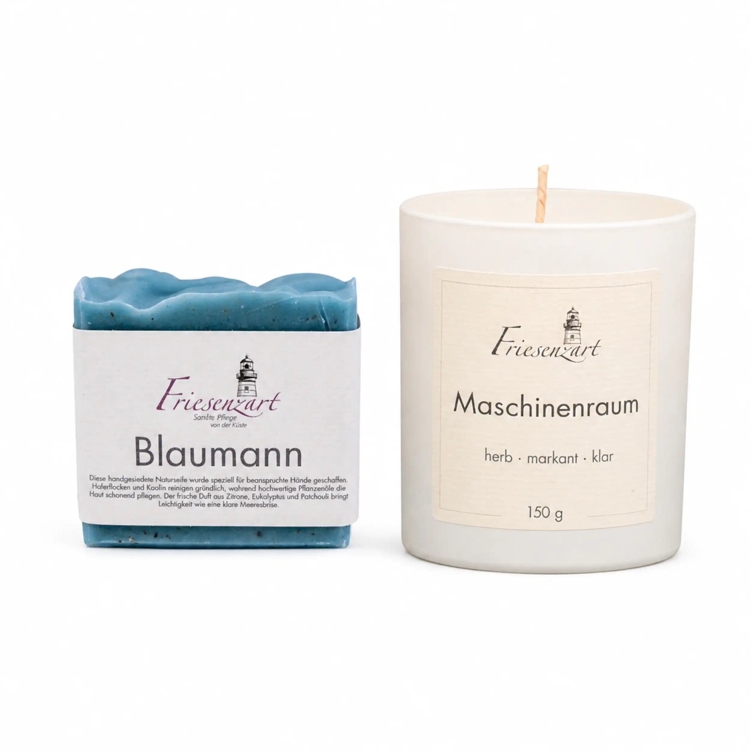 Nordwerk – Friesenzart Duft- & Pflegeset mit Naturseife Blaumann und Duftkerze Maschinenraum