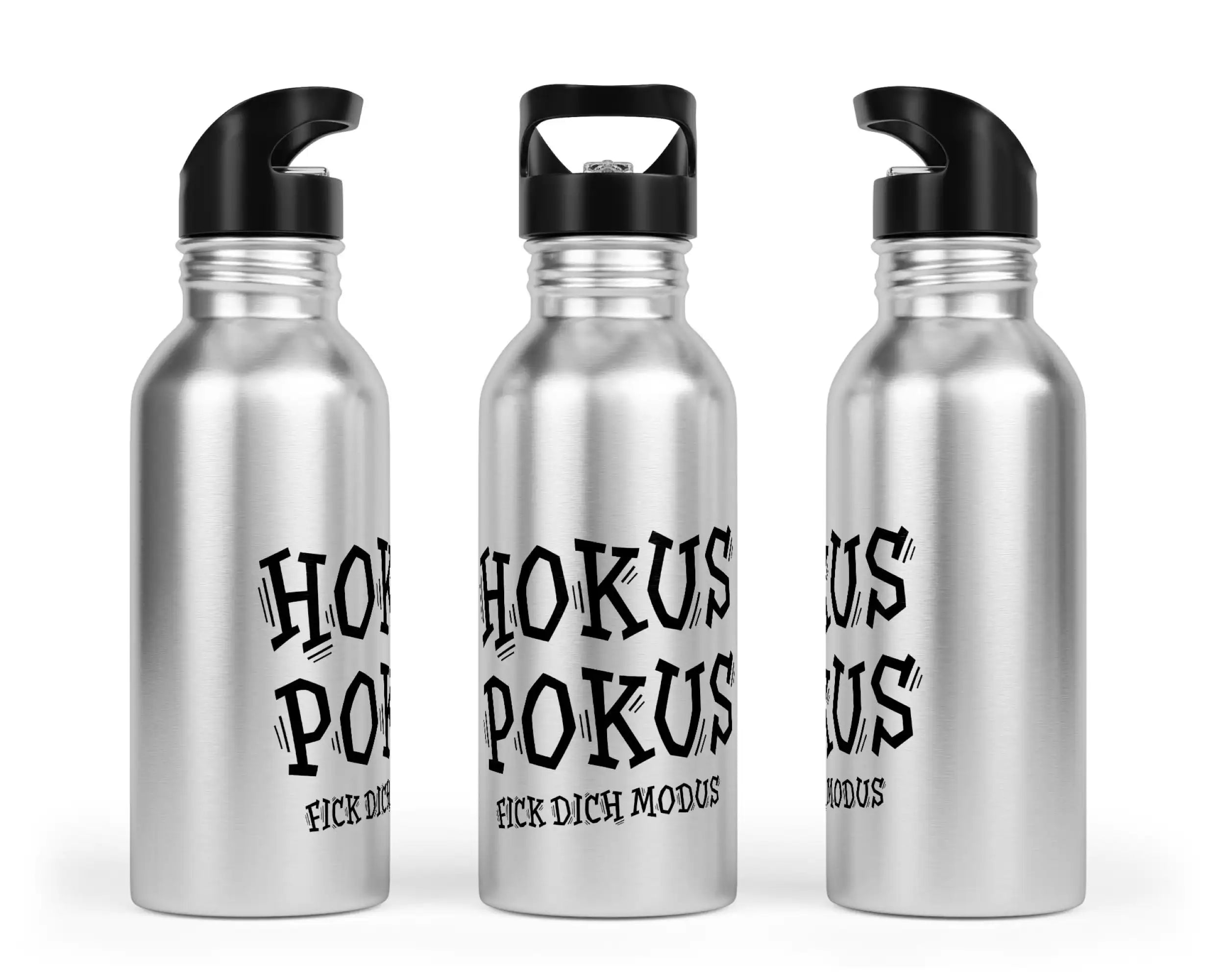 Trinkflasche mit Trinkhalm - Hokus Pokus fick Dich Modus