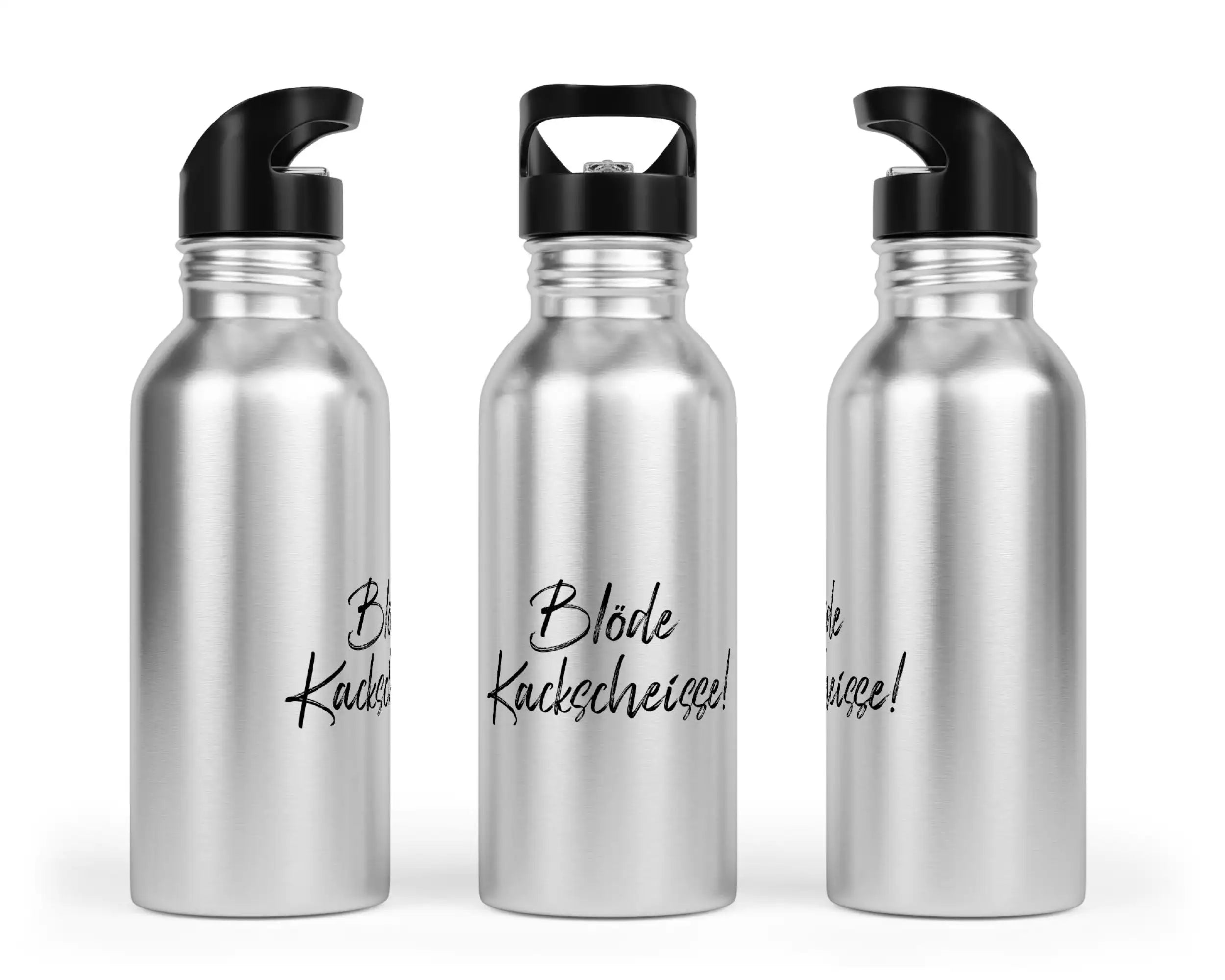 Trinkflasche mit Trinkhalm - Blöde Kackscheisse