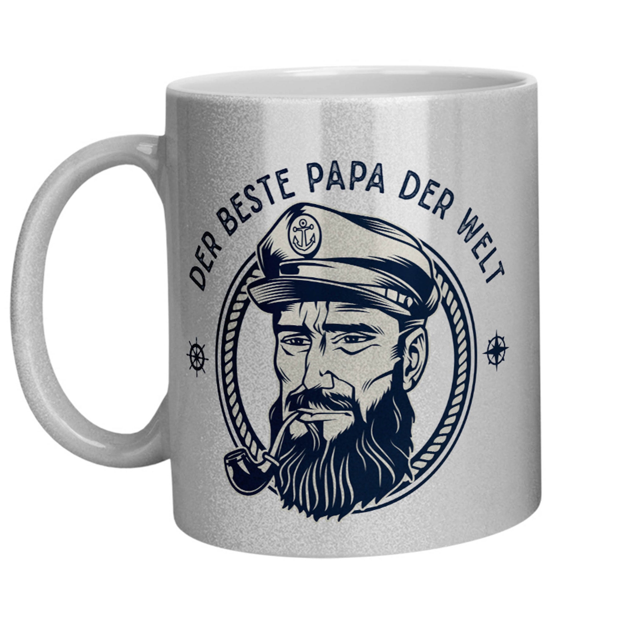 Glitzertasse - Bester Papa der Welt Seemann - Zwergenstick