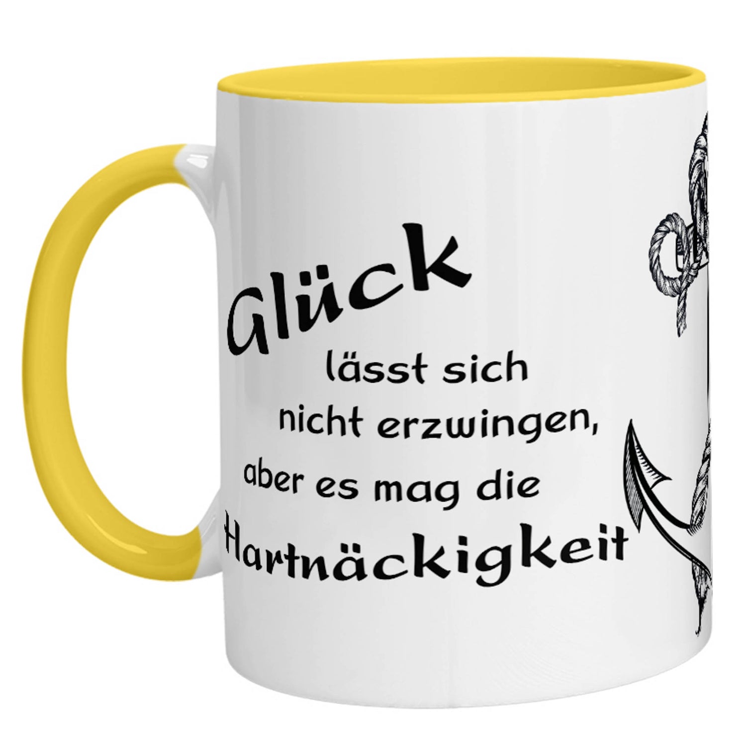 Tasse - Glück lässt sich nicht erzwingen, aber es mag die Hartnäckigkeit - Zwergenstick