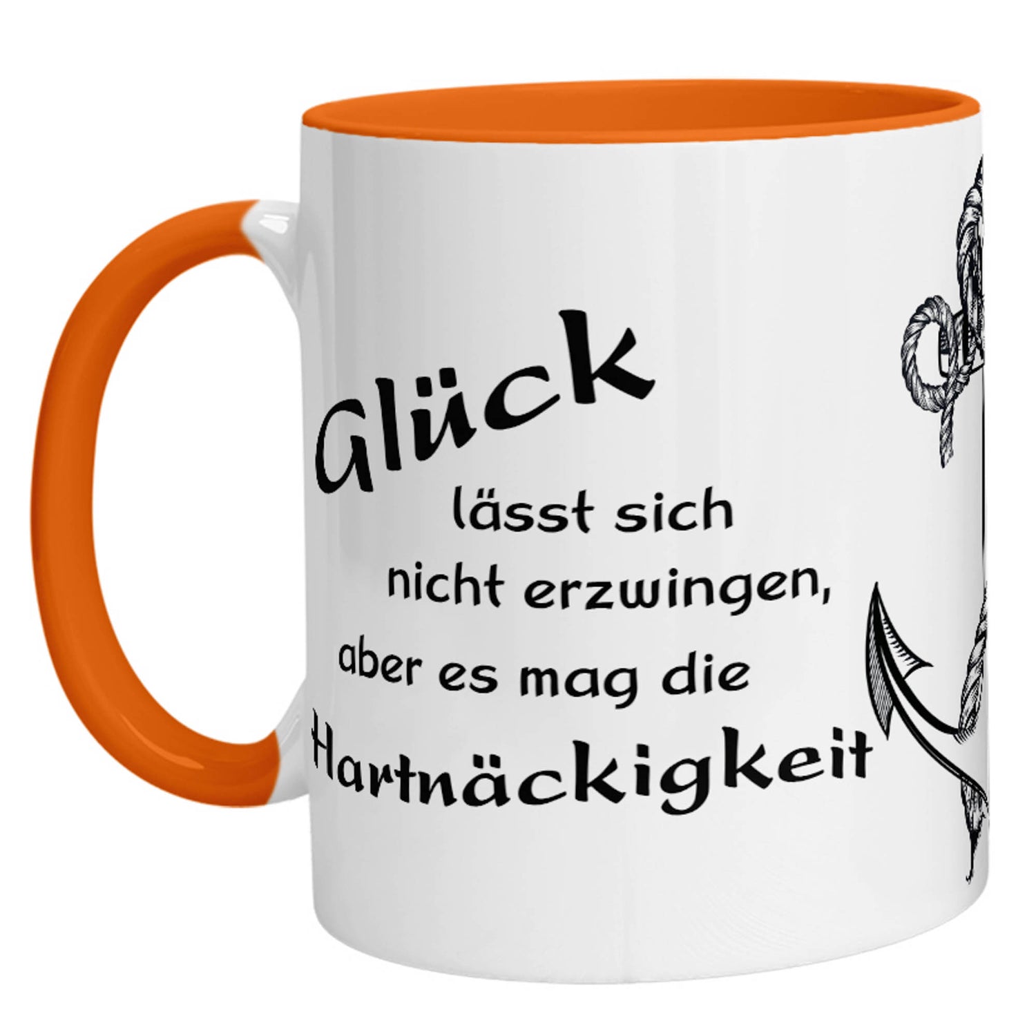 Tasse - Glück lässt sich nicht erzwingen, aber es mag die Hartnäckigkeit - Zwergenstick
