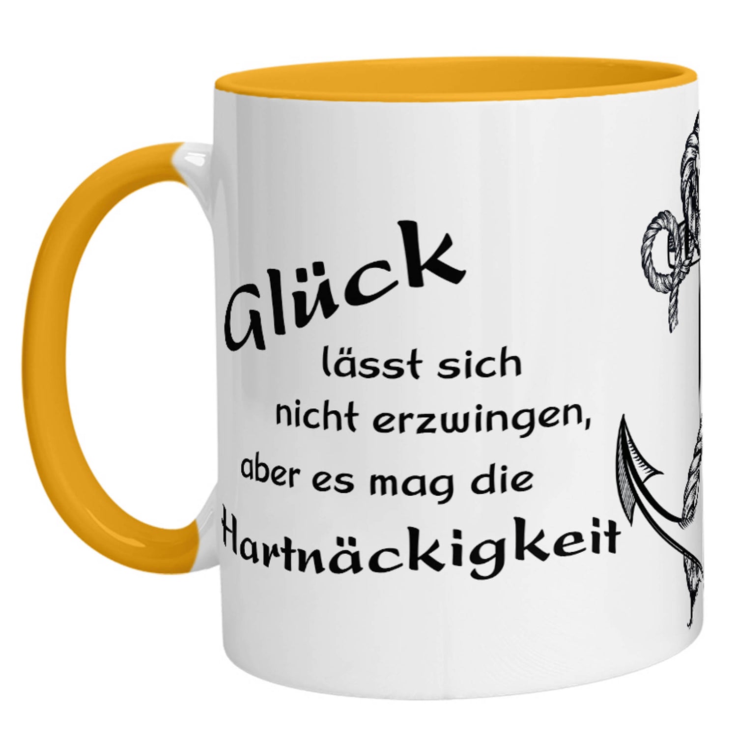 Tasse - Glück lässt sich nicht erzwingen, aber es mag die Hartnäckigkeit - Zwergenstick