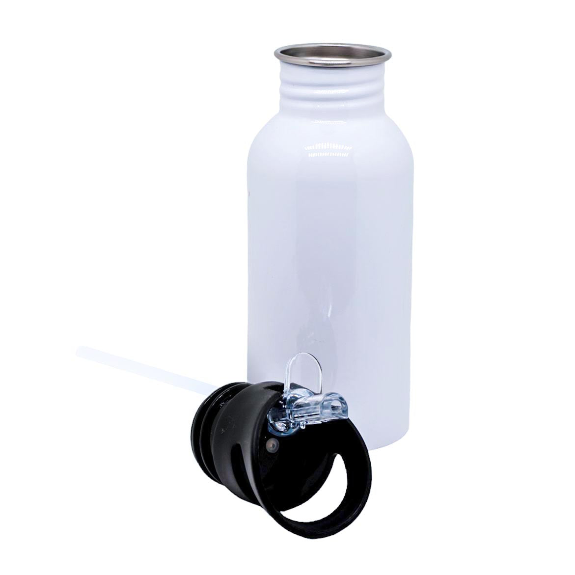 Personalisierbare Kinder-Trinkflasche mit buntem "Endlich Schulkind"-Design