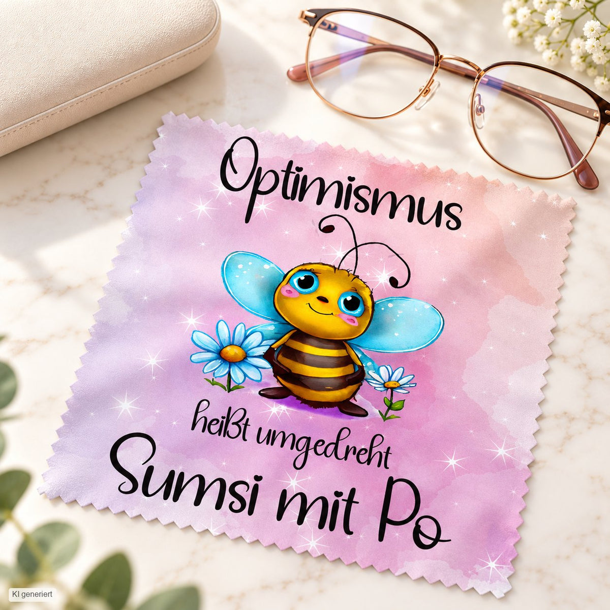 Brillenputztuch - Objektivtuch Optimismus Sumsi mit Po