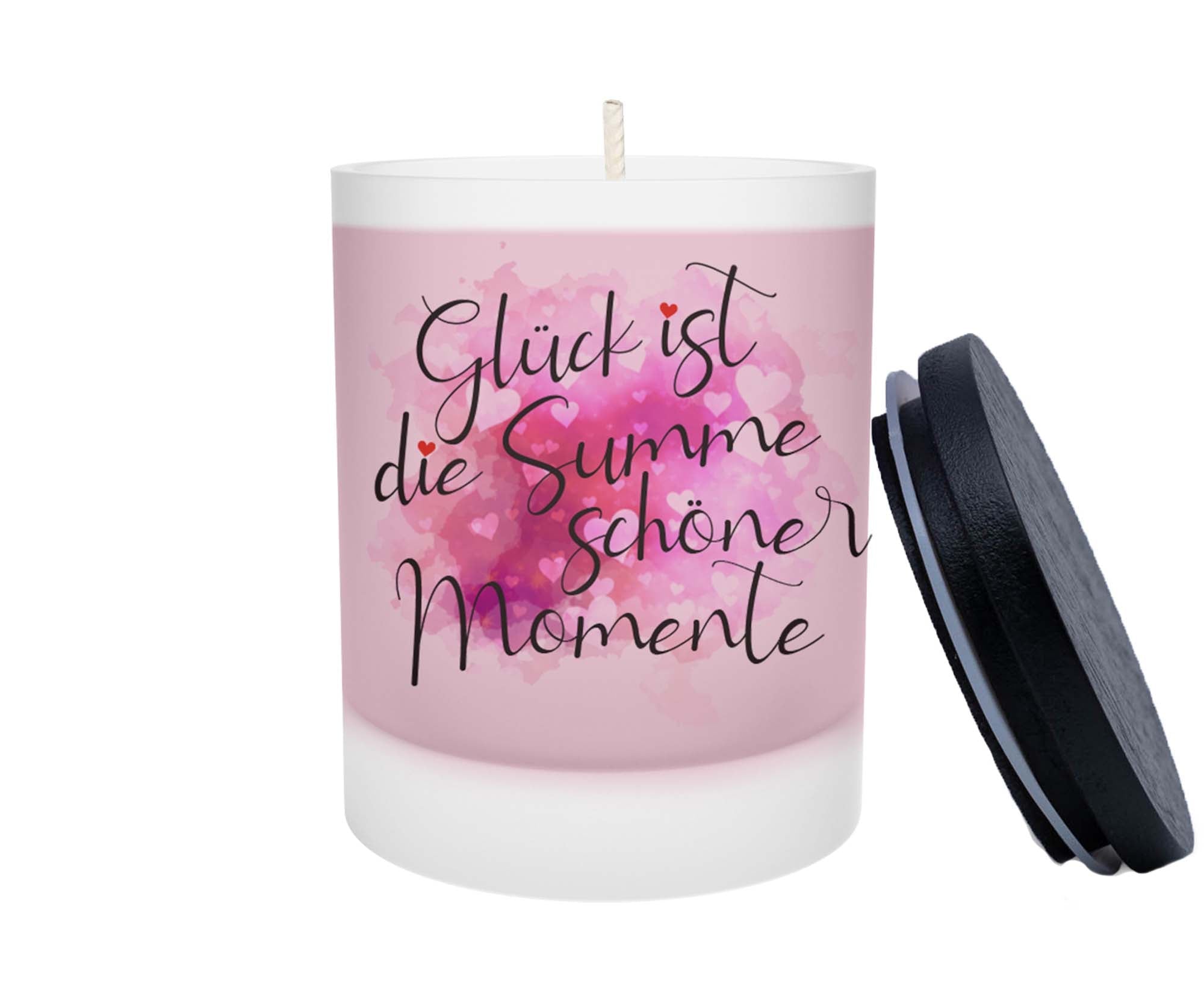 Duftkerze - Glück ist die Summe schöner Momente (Pink) - Zwergenstick