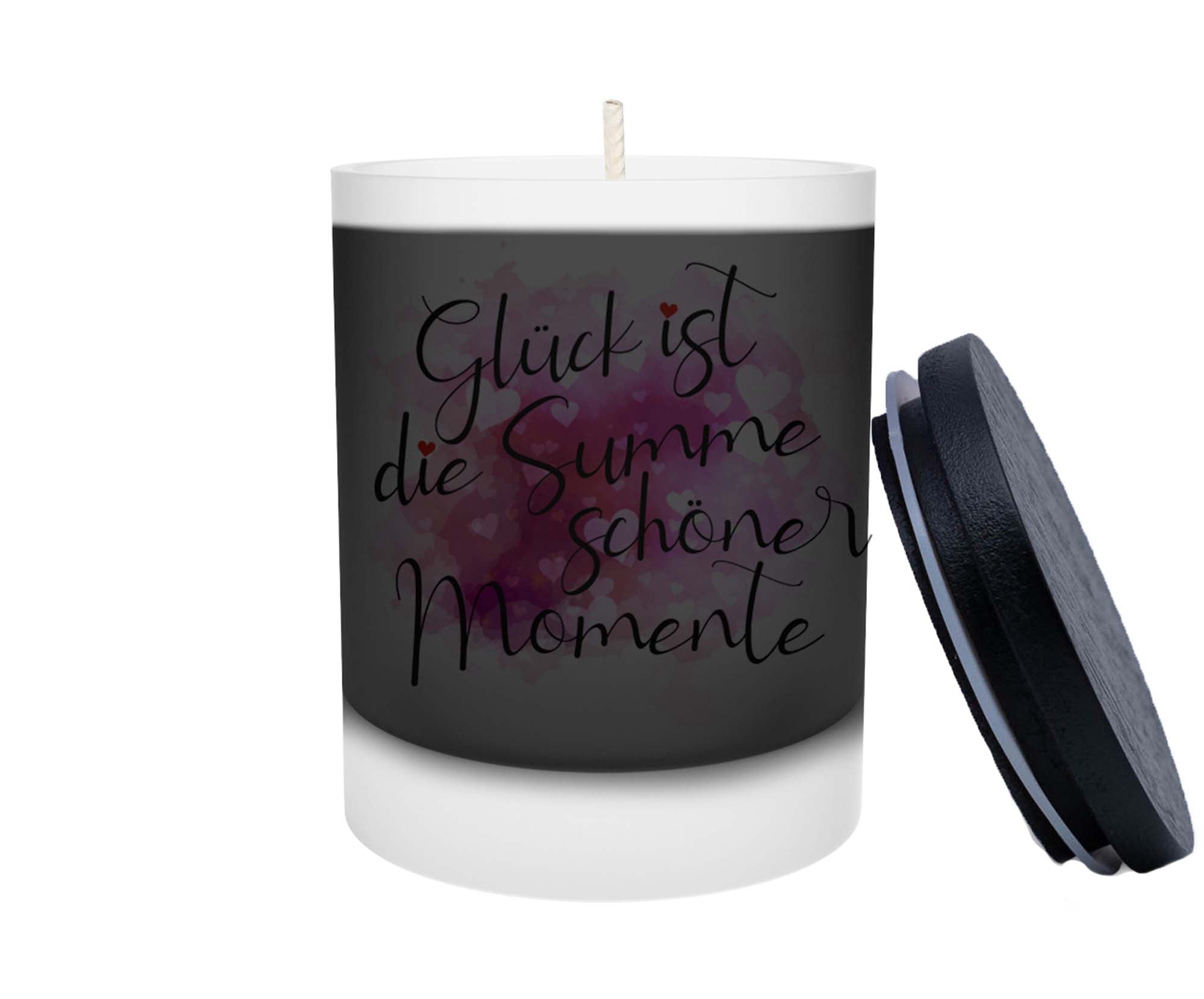 Duftkerze - Glück ist die Summe schöner Momente (Pink) - Zwergenstick