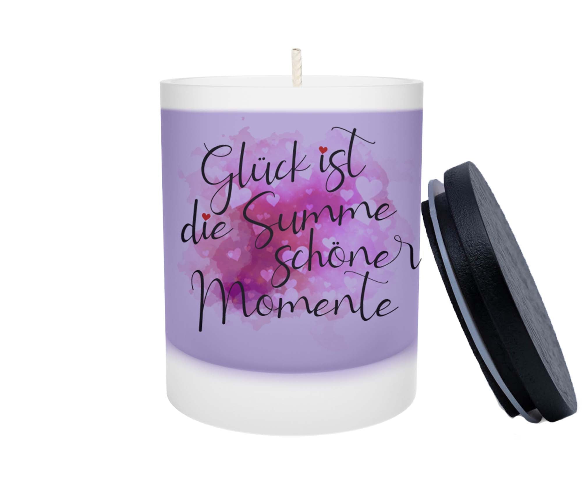 Duftkerze - Glück ist die Summe schöner Momente (Pink) - Zwergenstick