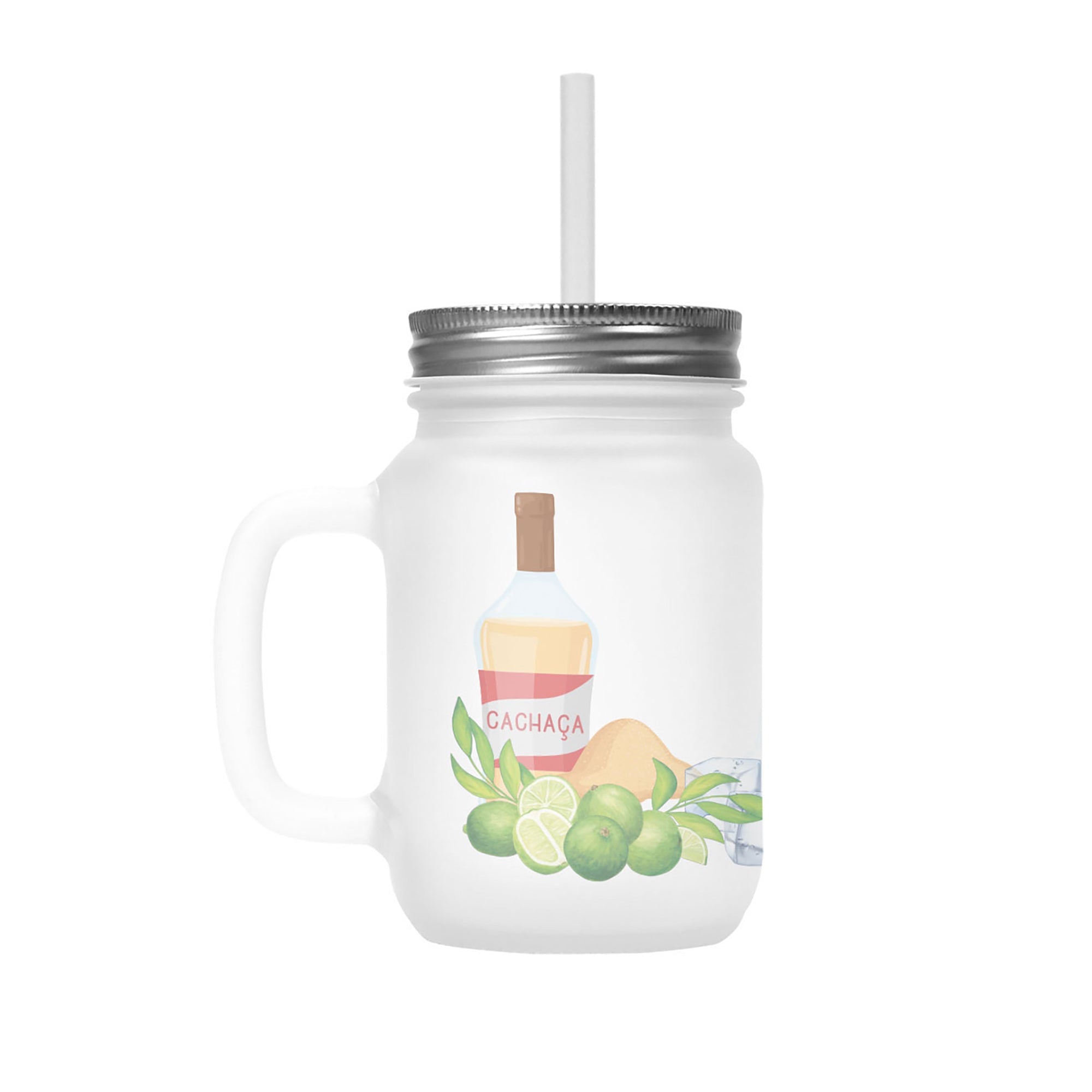 Henkelglas mit Deckel, Trinkhalm und Caipirinha - Rezept - Zwergenstick
