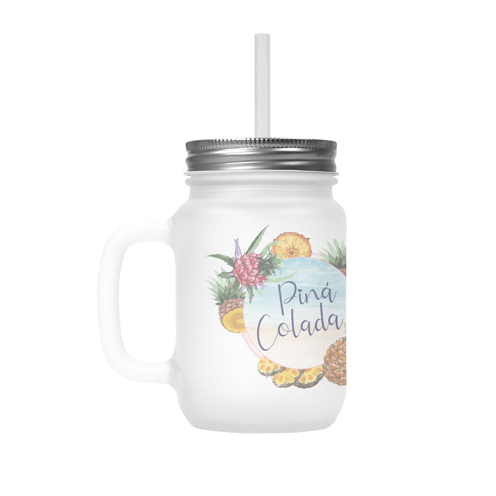 Henkelglas mit Deckel, Trinkhalm und Pina Colada - Rezept - Zwergenstick