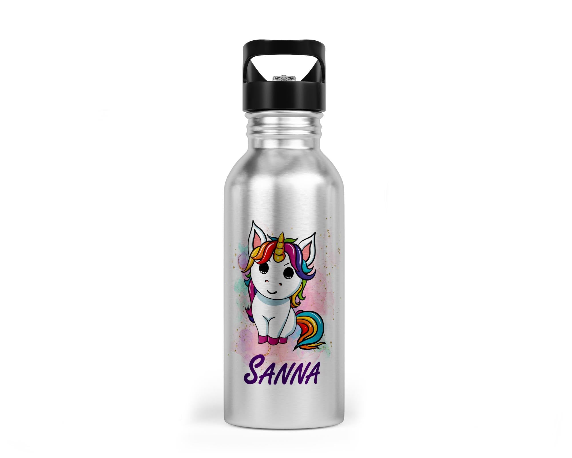 Personalisierbare Kinder - Trinkflasche mit süßem Einhorn - Design - Zwergenstick