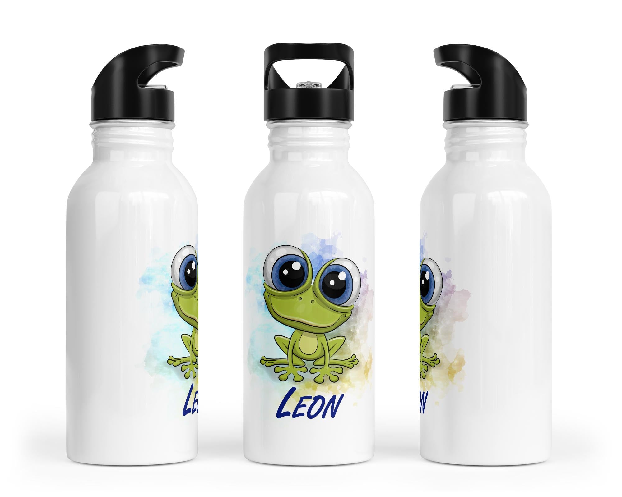 Personalisierbare Kinder - Trinkflasche mit süßem Frosch - Design - Zwergenstick